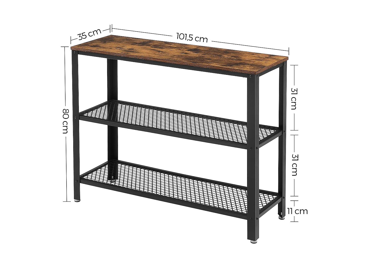 Table console 101,5x35x80 cm noir