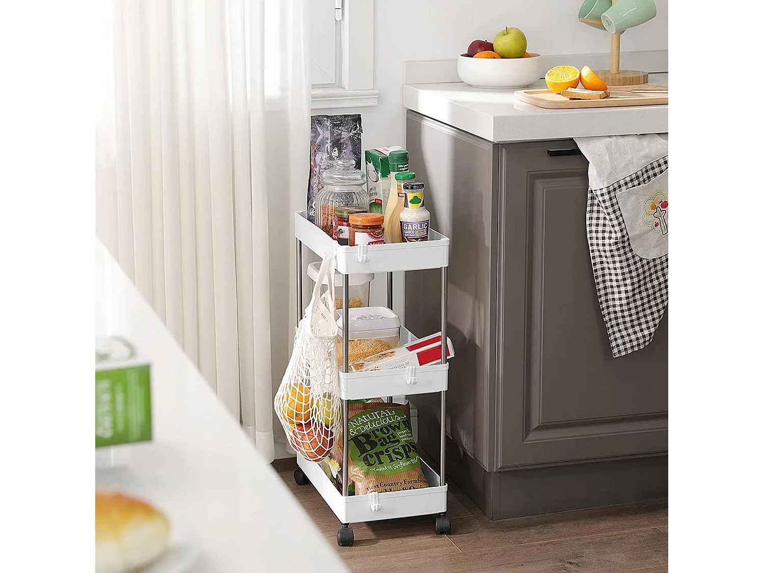 Storage trolley 42x22.5x61 cm white