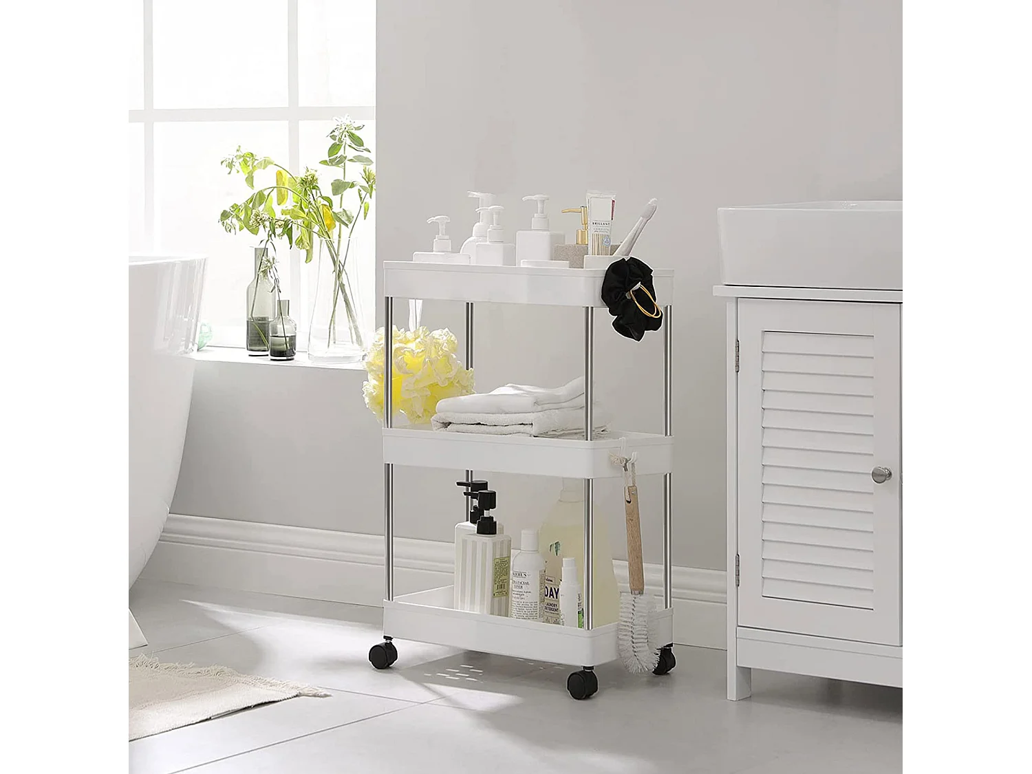 Storage trolley 42x22.5x61 cm white