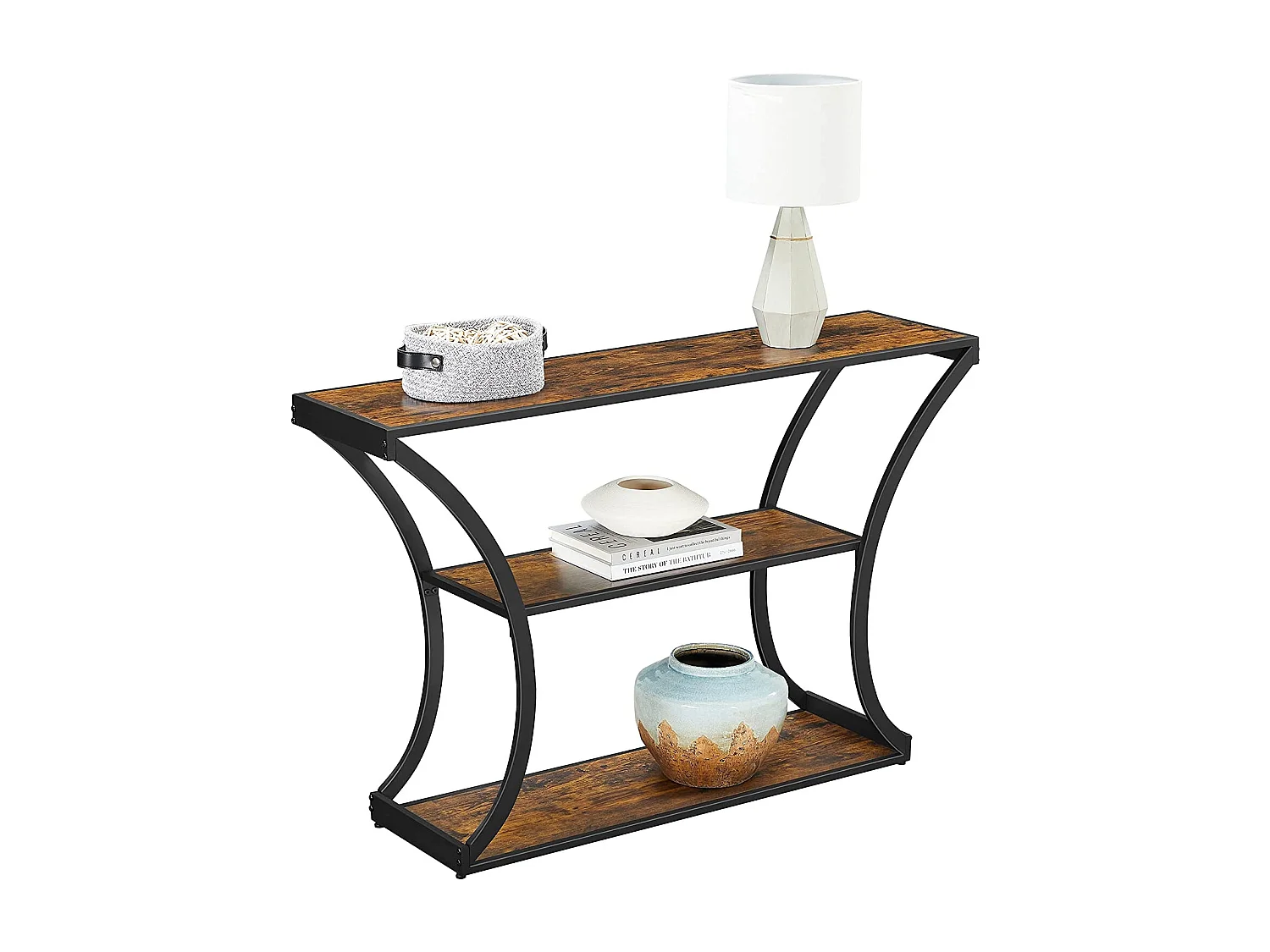 Tavolo Consolle 120x30x80 cm Nero Marrone Vintage