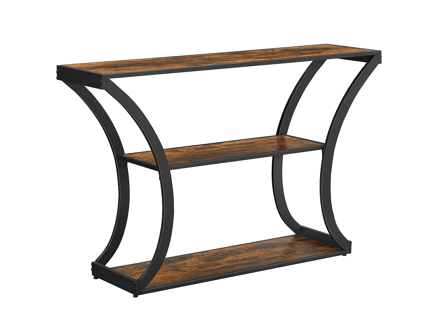 Console, 120x30x80 cm, Noir, Vintage Marron,