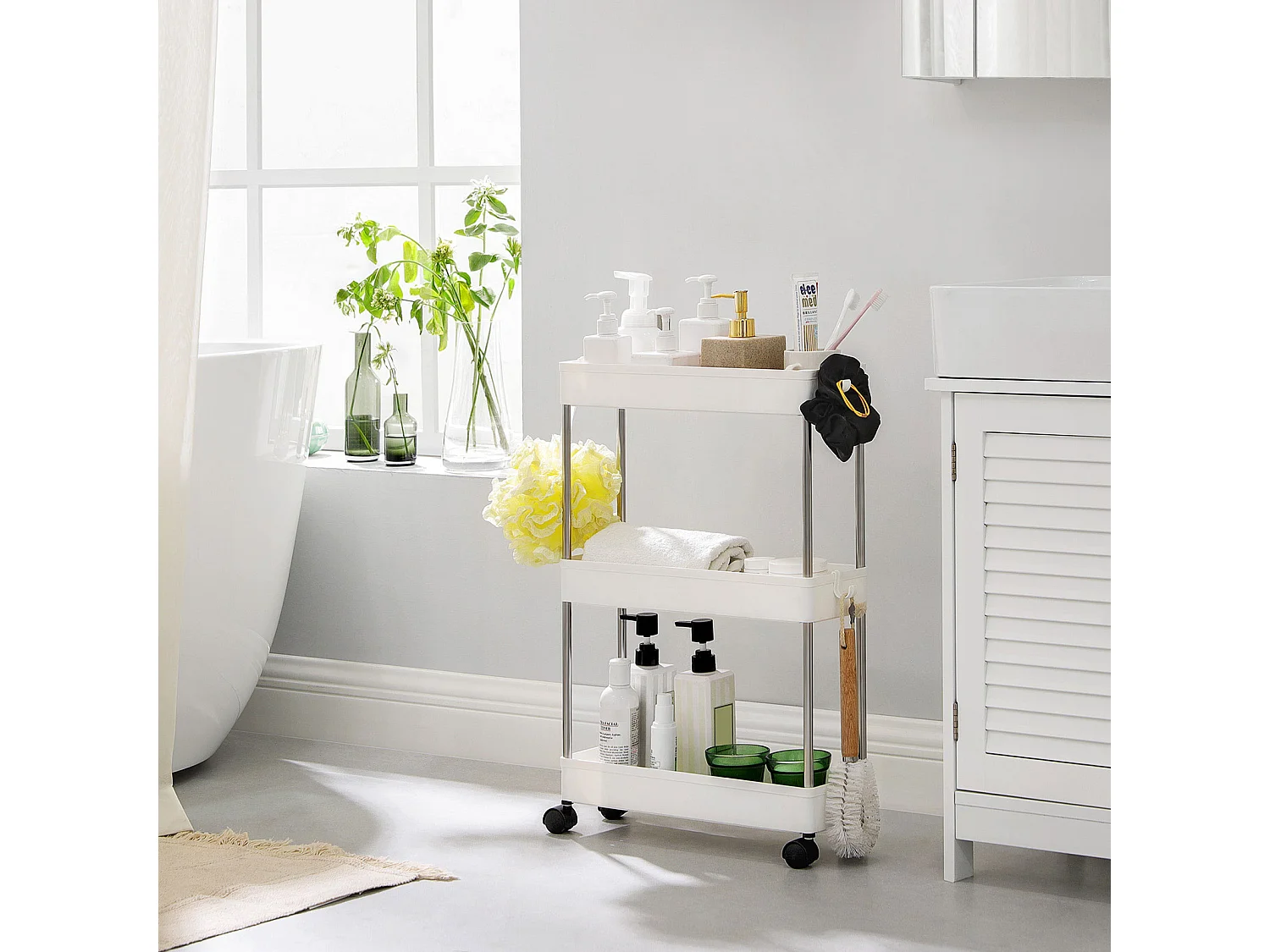 Aufbewahrungswagen 42x13,5x61 cm weiß