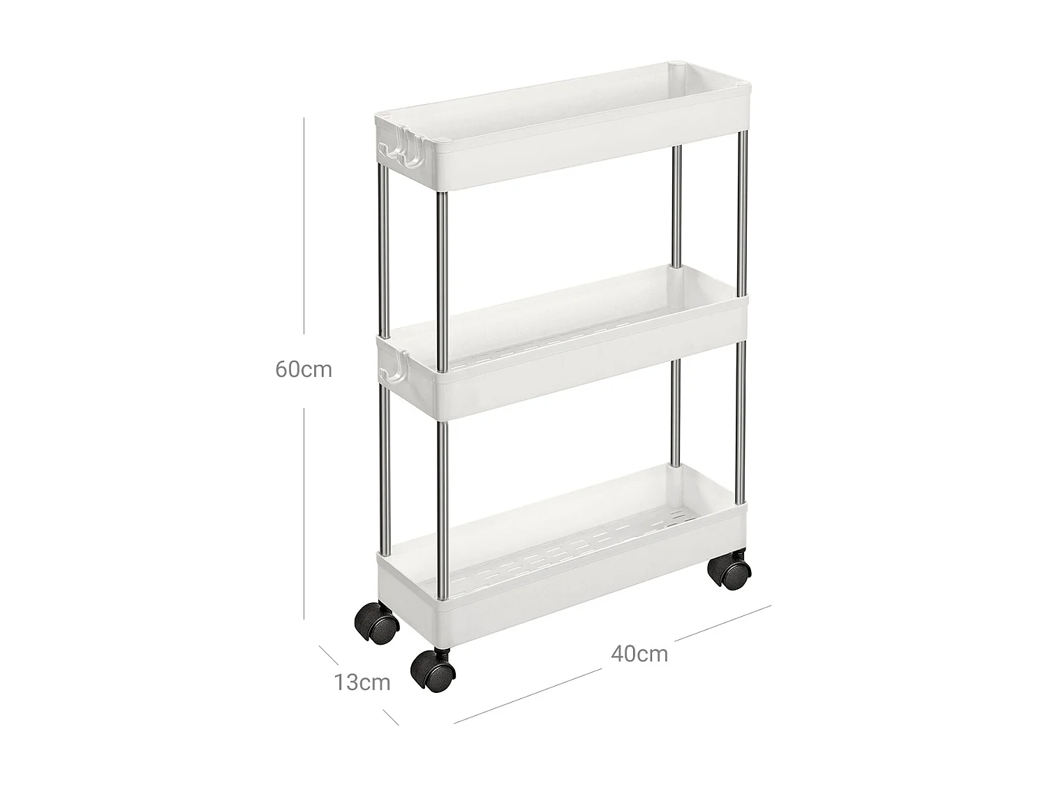 Aufbewahrungswagen 42x13,5x61 cm weiß