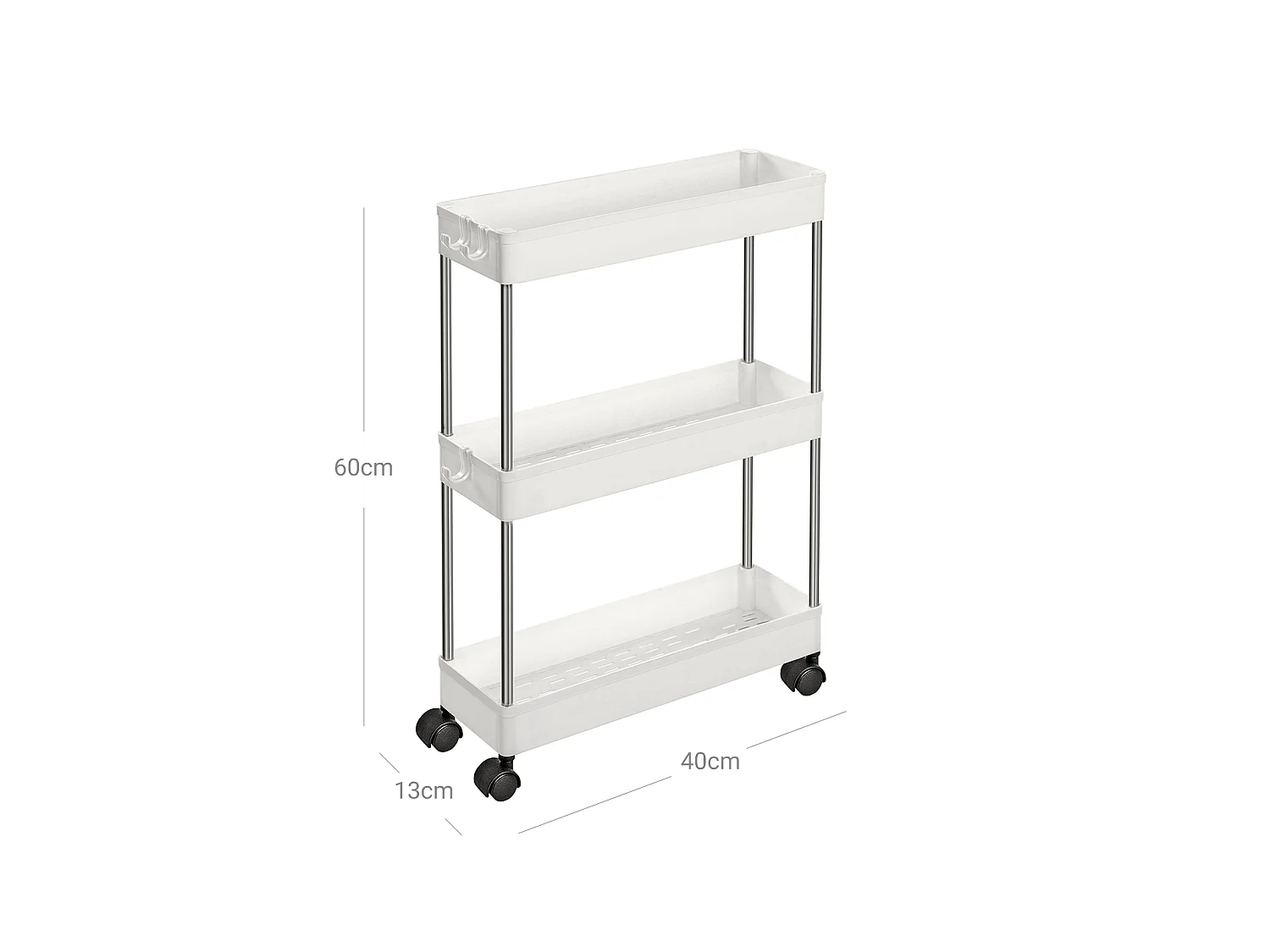 Chariot de rangement 42x13,5x61 cm blanc