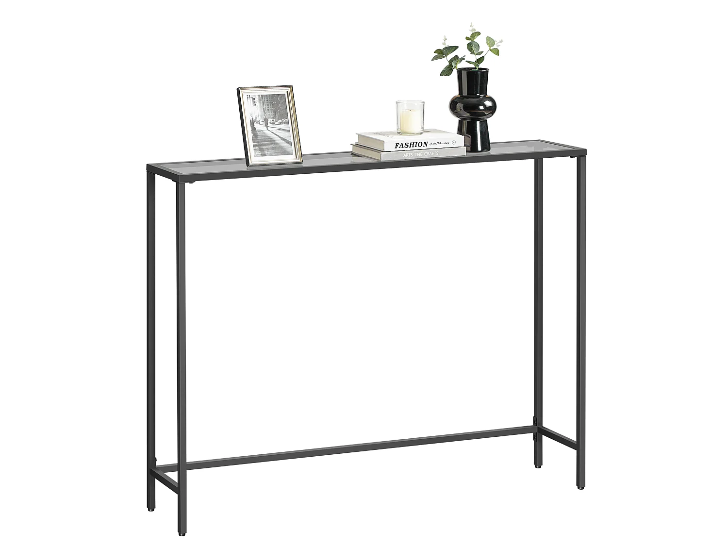 Console, 20x100x80 cm, Noir Encre et Gris Ardoise,