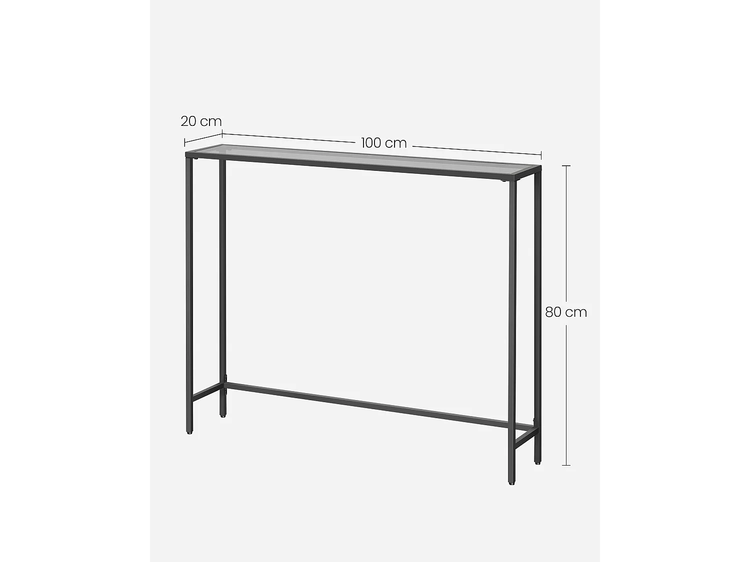 Console, 20x100x80 cm, Noir Encre et Gris Ardoise,