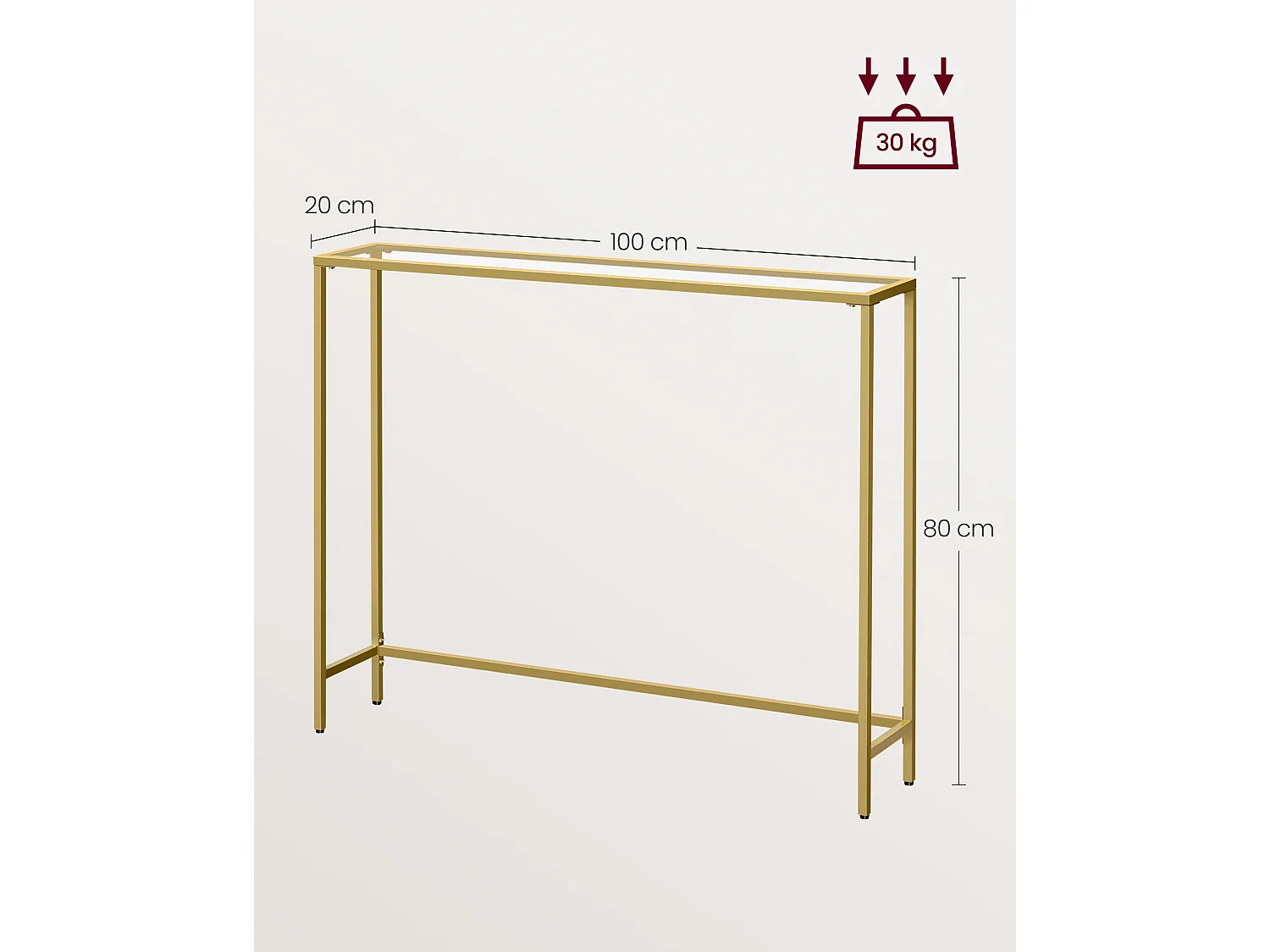 Konsolentisch 20x100x80 cm Blassgold