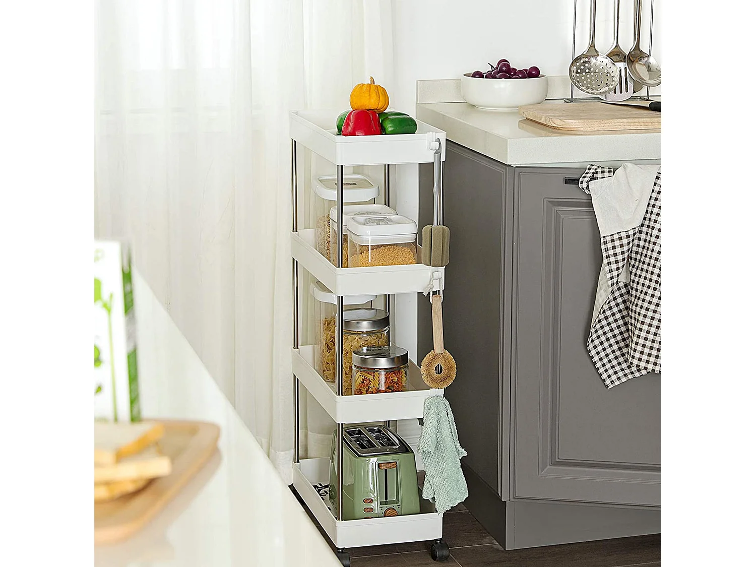 Chariot de rangement 40x22x86 cm blanc