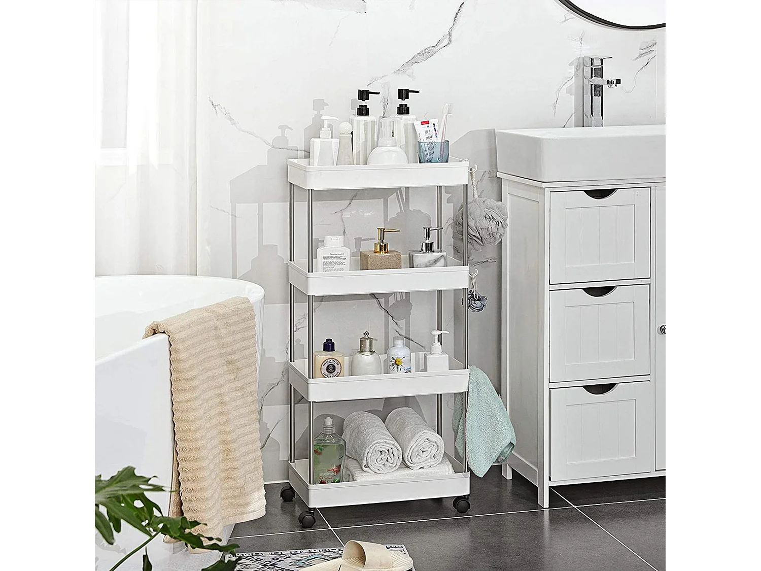 Chariot de rangement 40x22x86 cm blanc