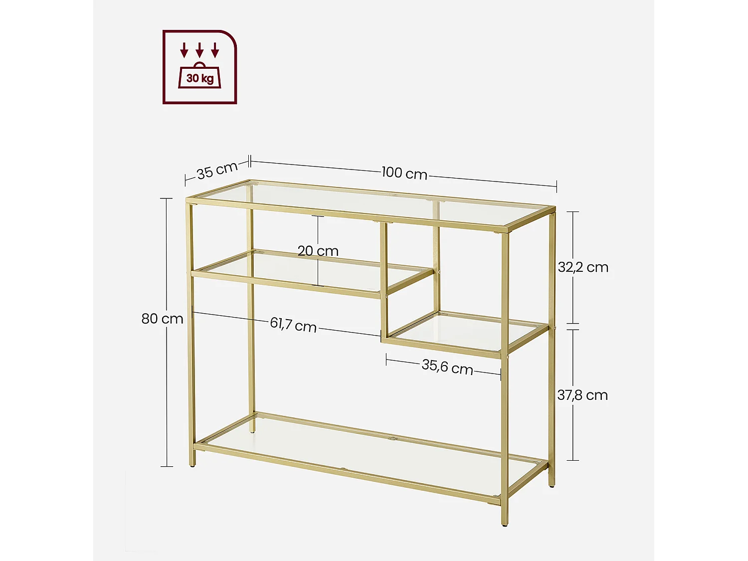 Konsolentisch 100x35x80 cm Gold