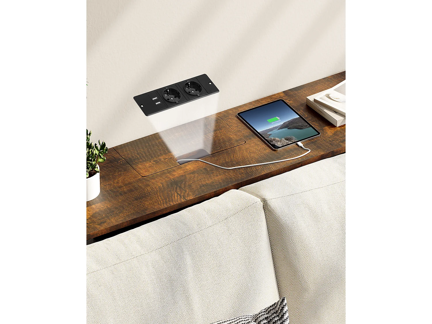 Table console 25x120x81 cm marron et noir