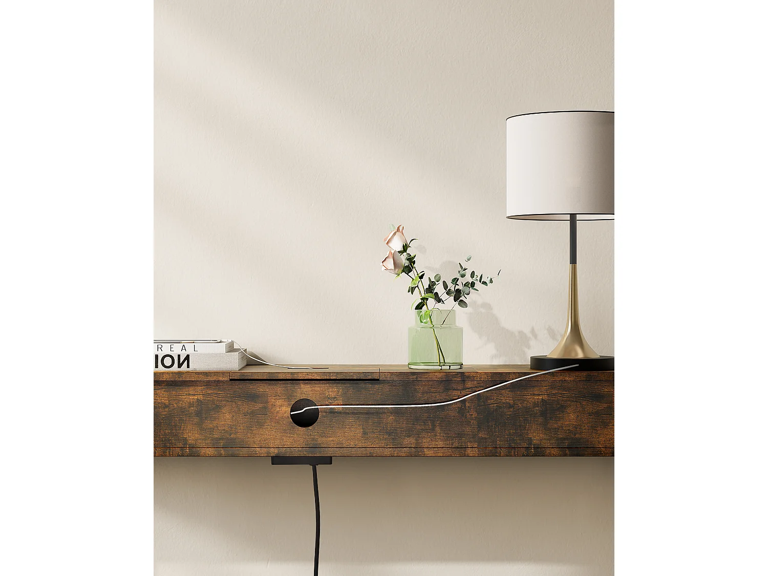 Table console 25x120x81 cm marron et noir