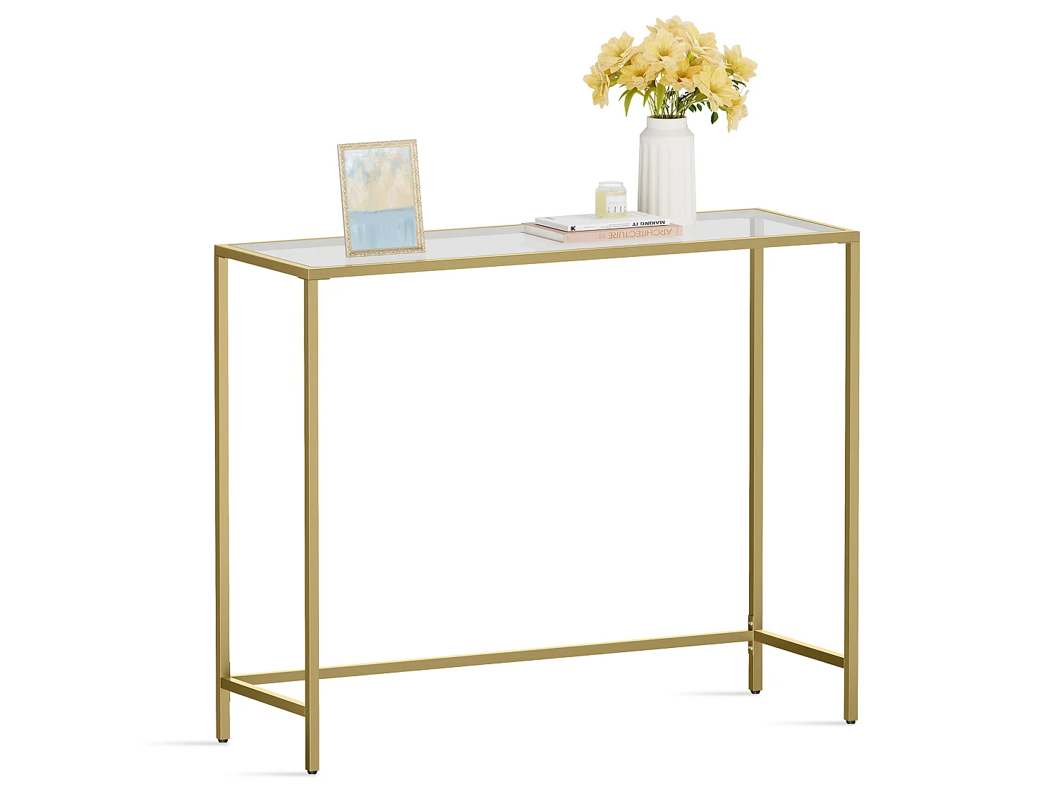 Mesa consola 100x35x80 cm dorado
