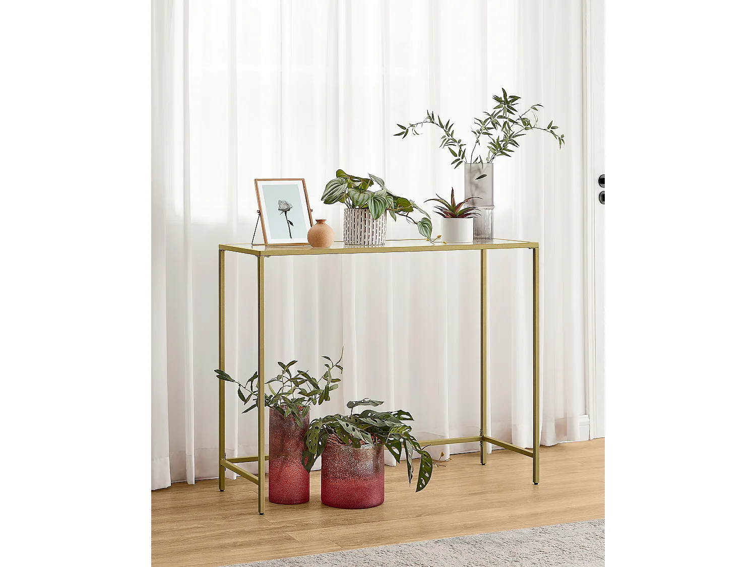 Mesa consola 100x35x80 cm dorado