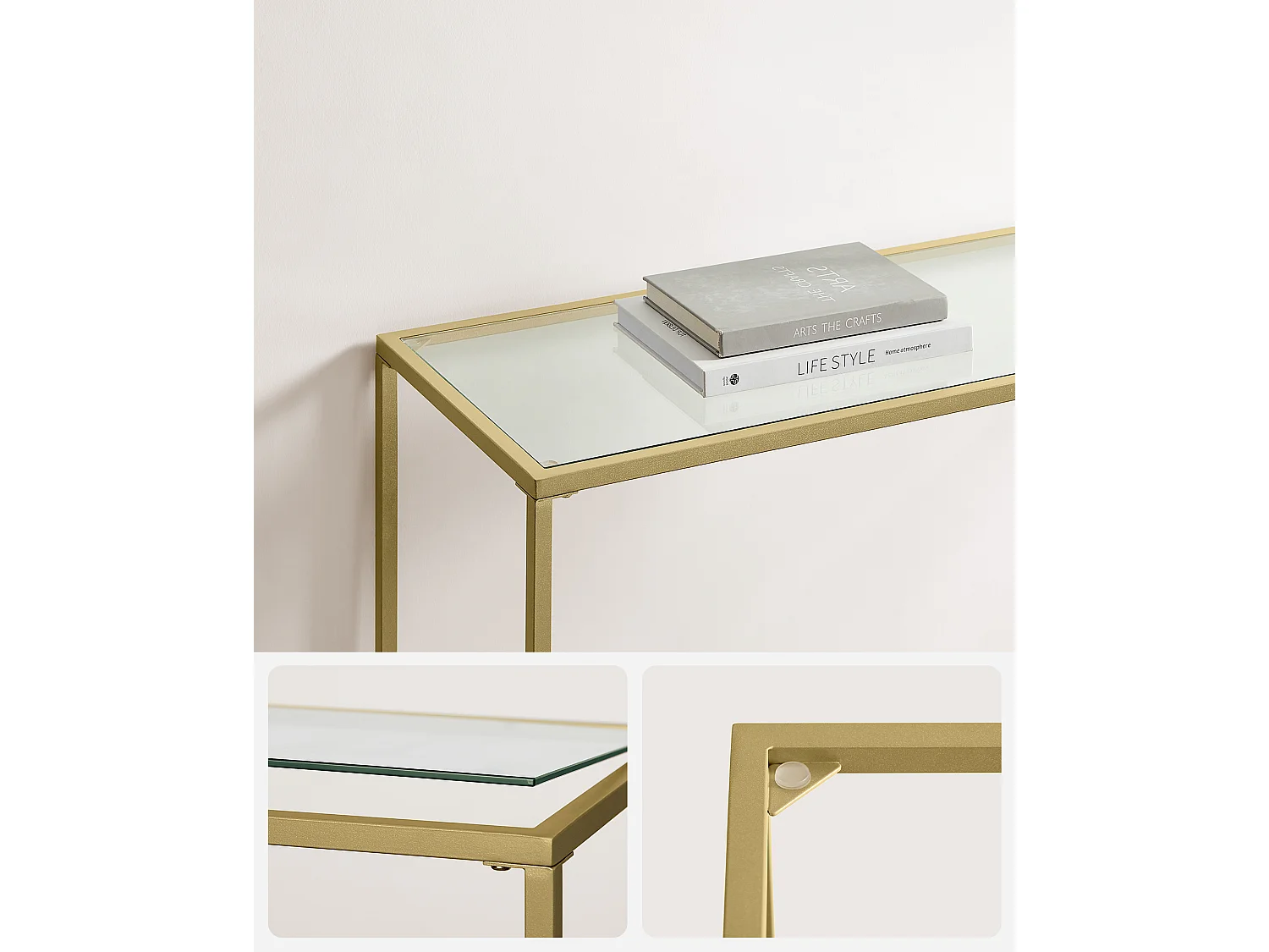 Mesa consola 100x35x80 cm dorado