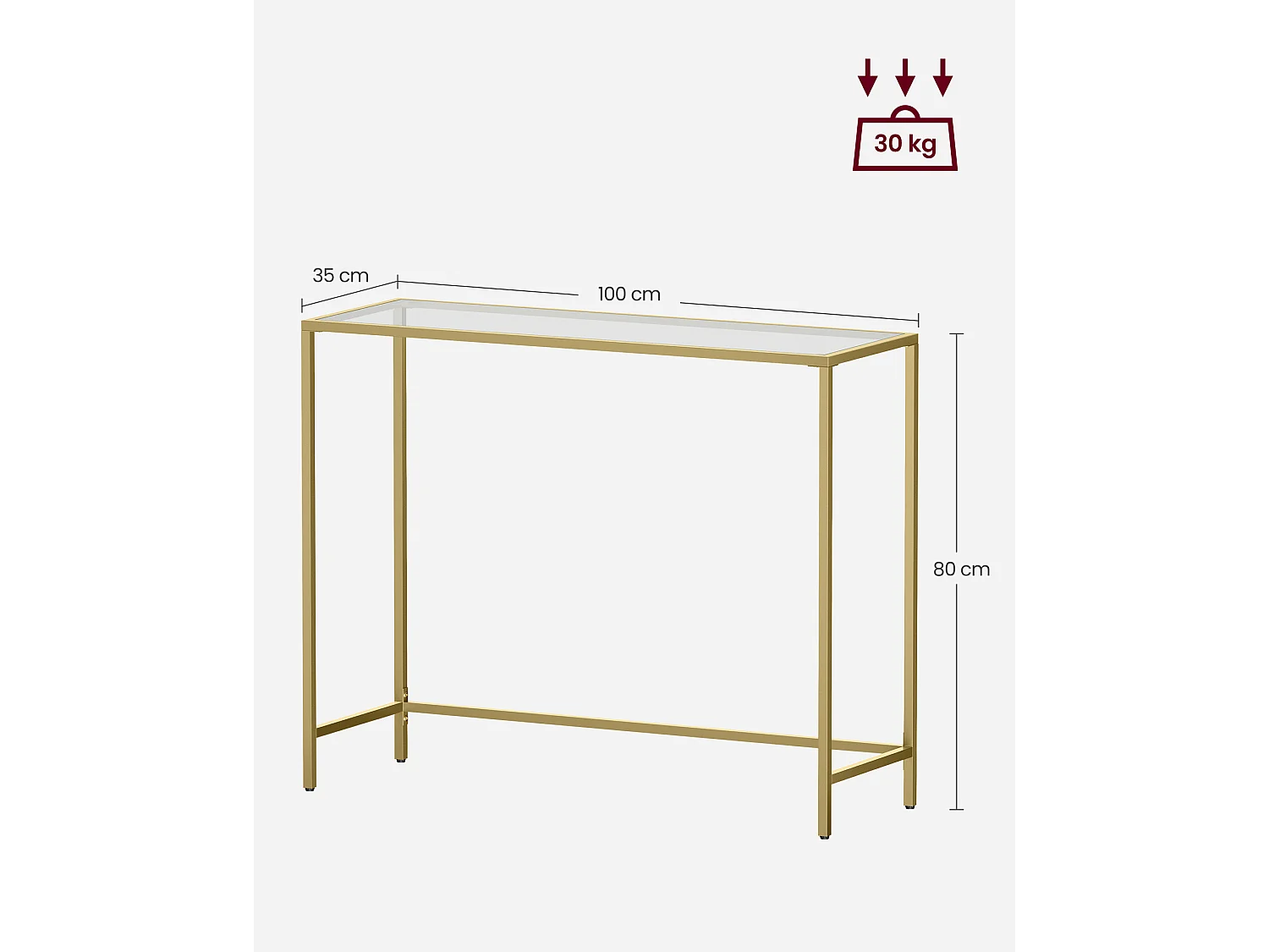 Mesa consola 100x35x80 cm dorado