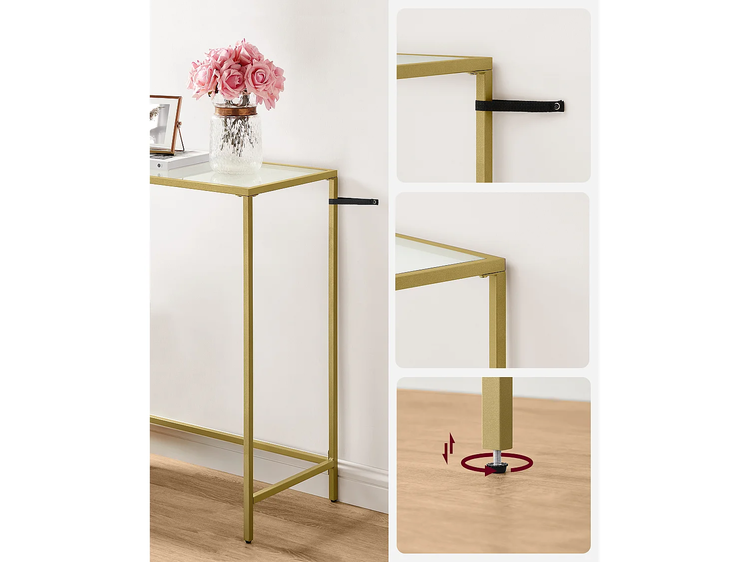 Mesa consola 100x35x80 cm dorado