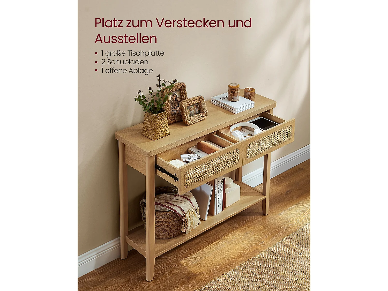 Konsolentisch 100x30x80 cm Eiche Beige