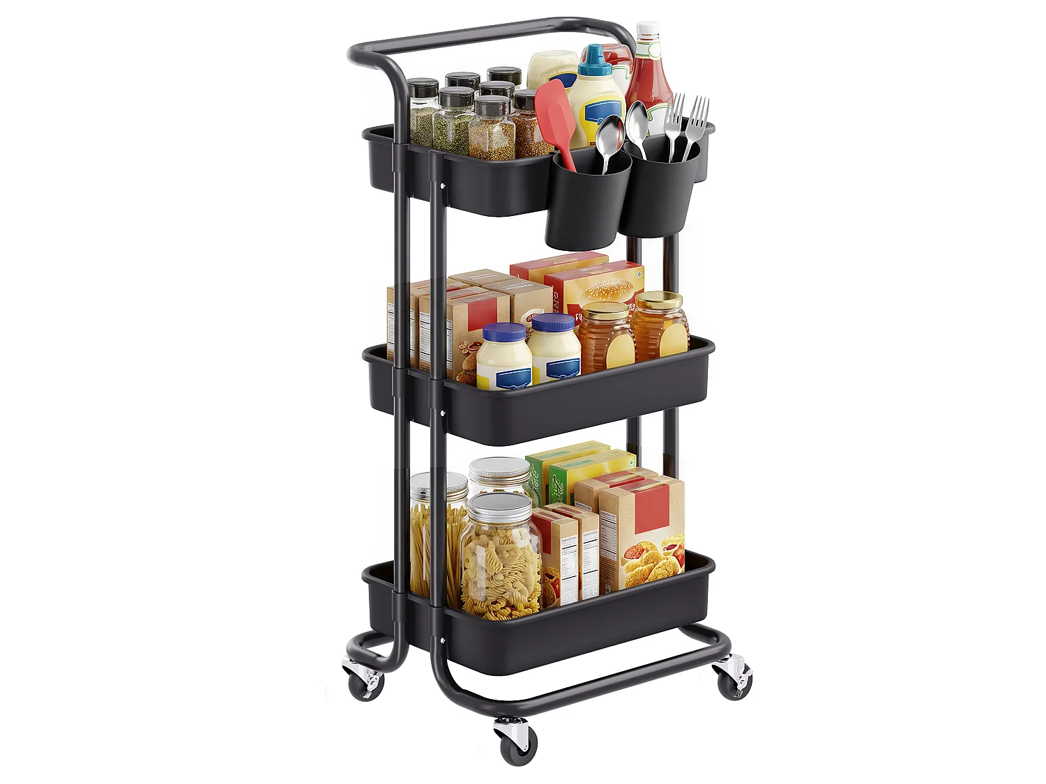 Rollwagen 41,6x33,5x86,3 cm schwarz