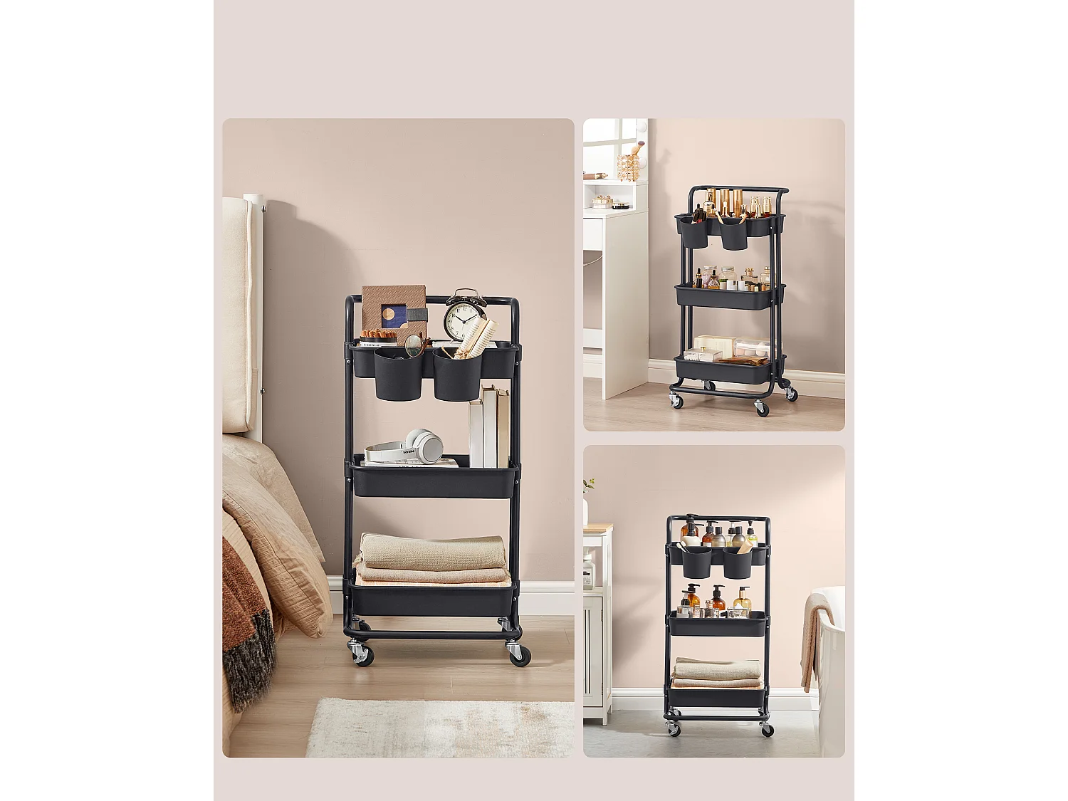 Rollwagen 41,6x33,5x86,3 cm schwarz