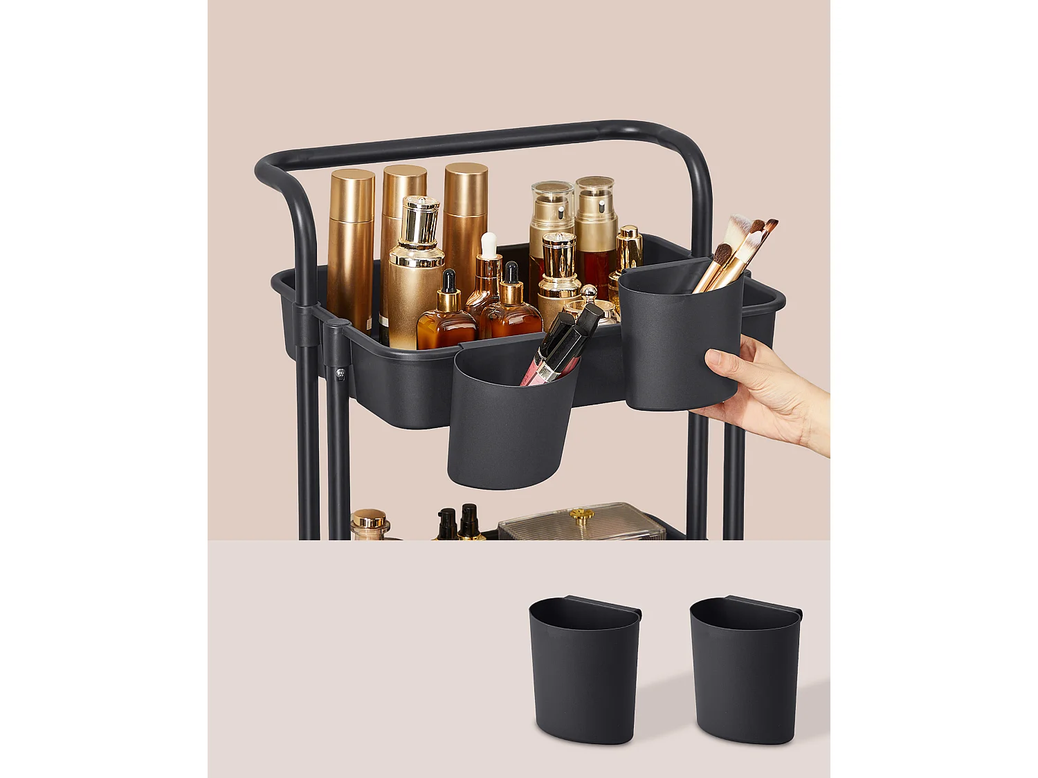 Rollwagen 41,6x33,5x86,3 cm schwarz