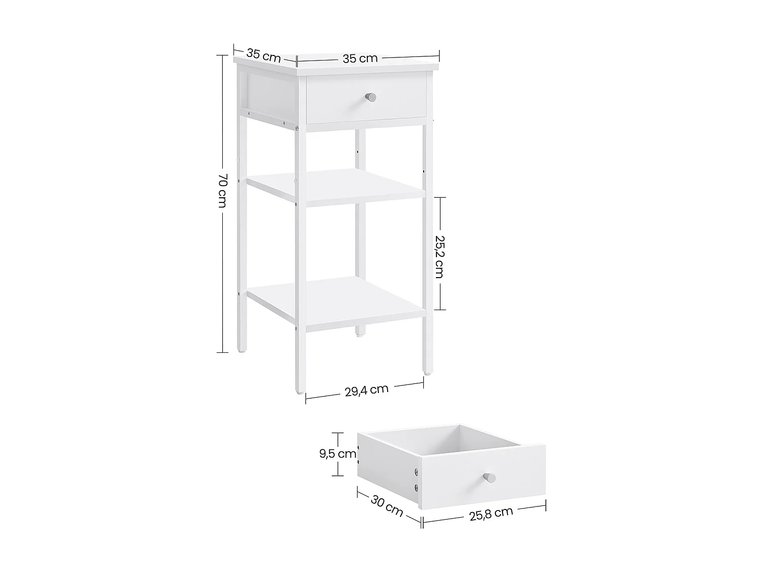 Beistelltisch 35x35x70 cm weiß
