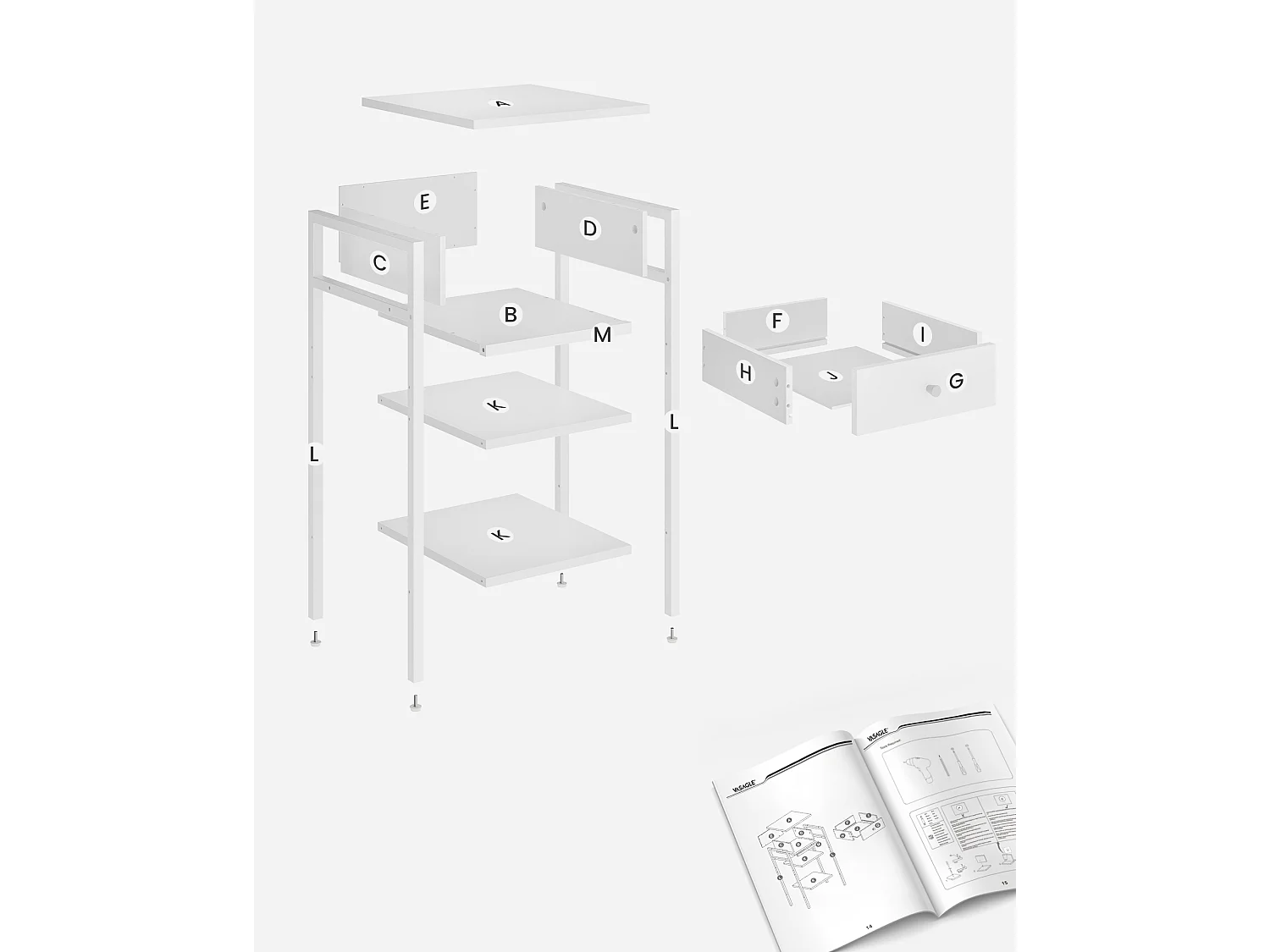 Beistelltisch 35x35x70 cm weiß