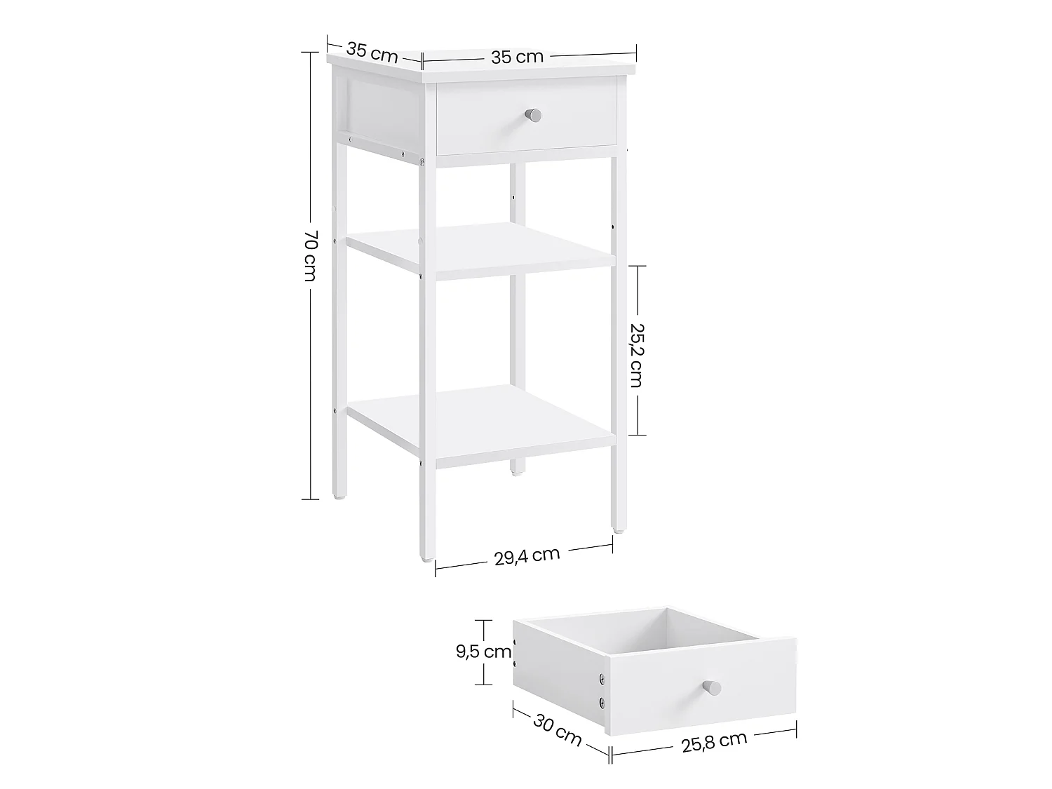 Beistelltisch 35x35x70 cm weiß