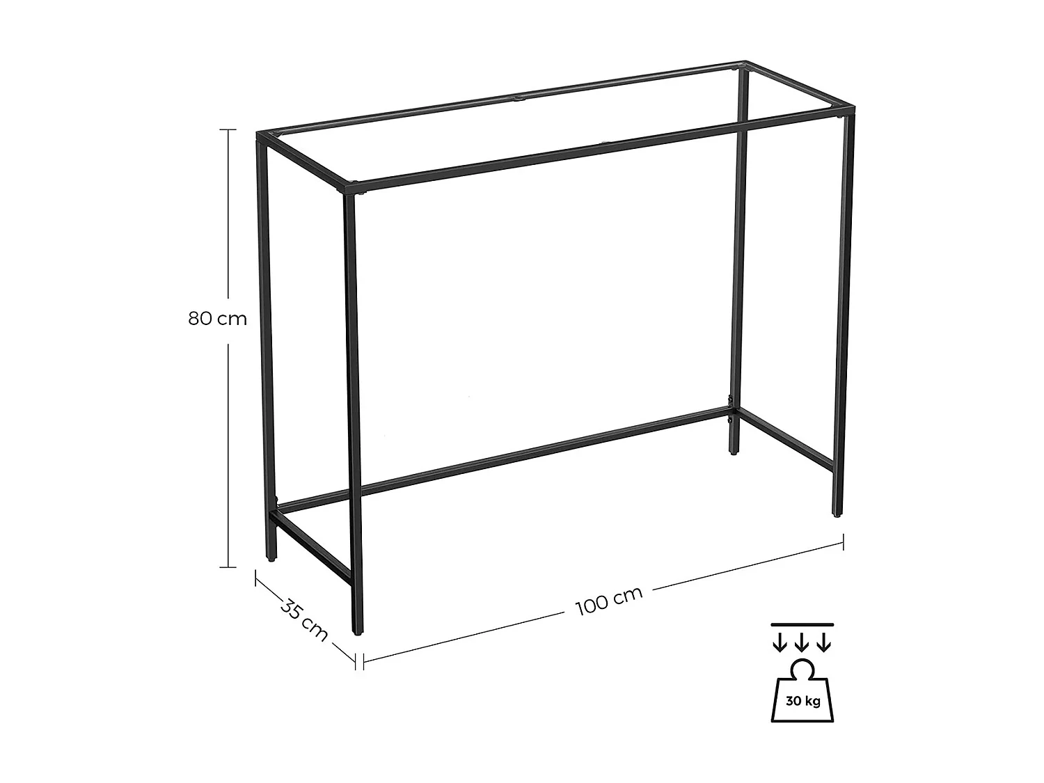 Table console 100x35x80 cm noire