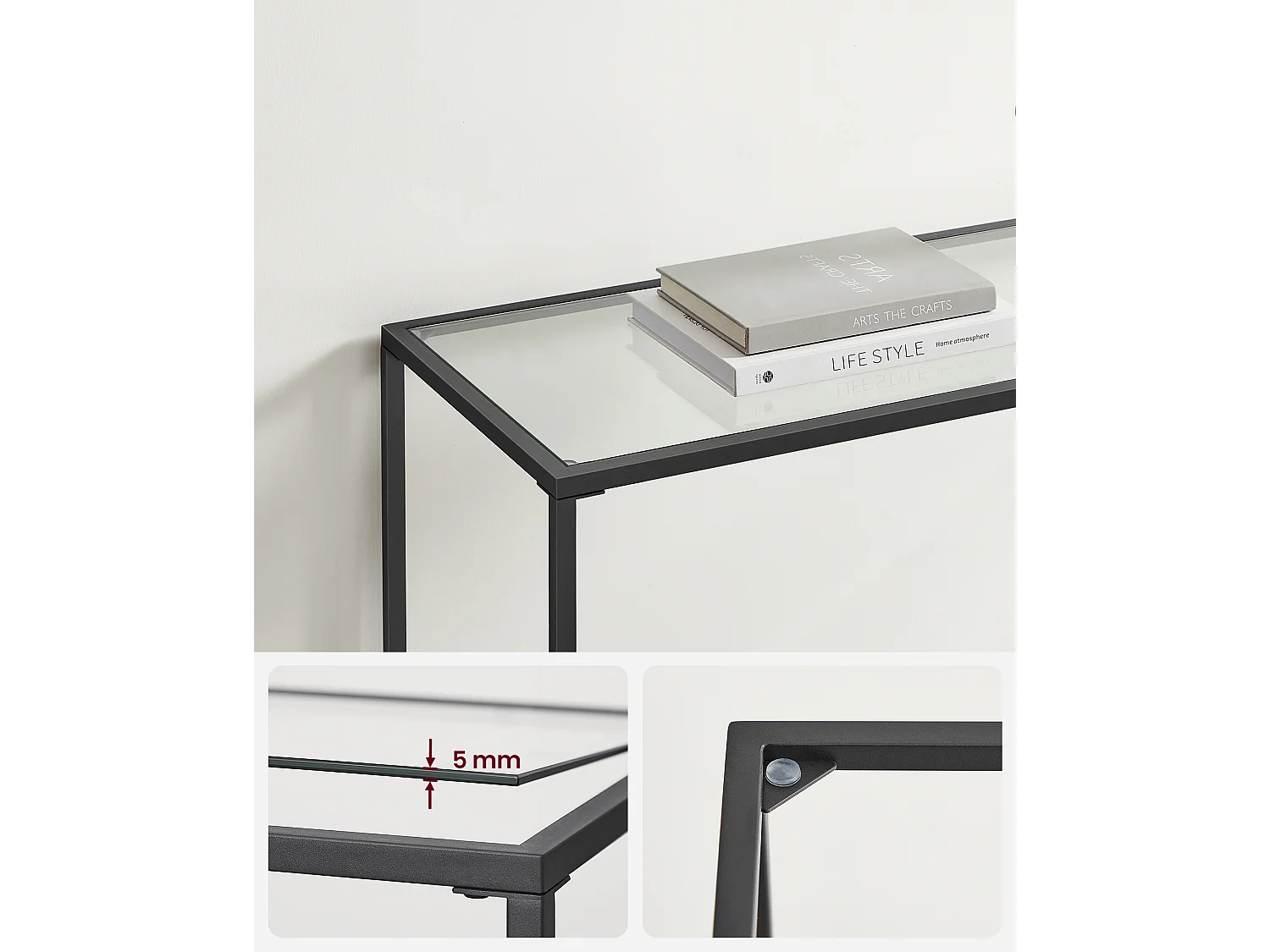 Table console 100x35x80 cm noire