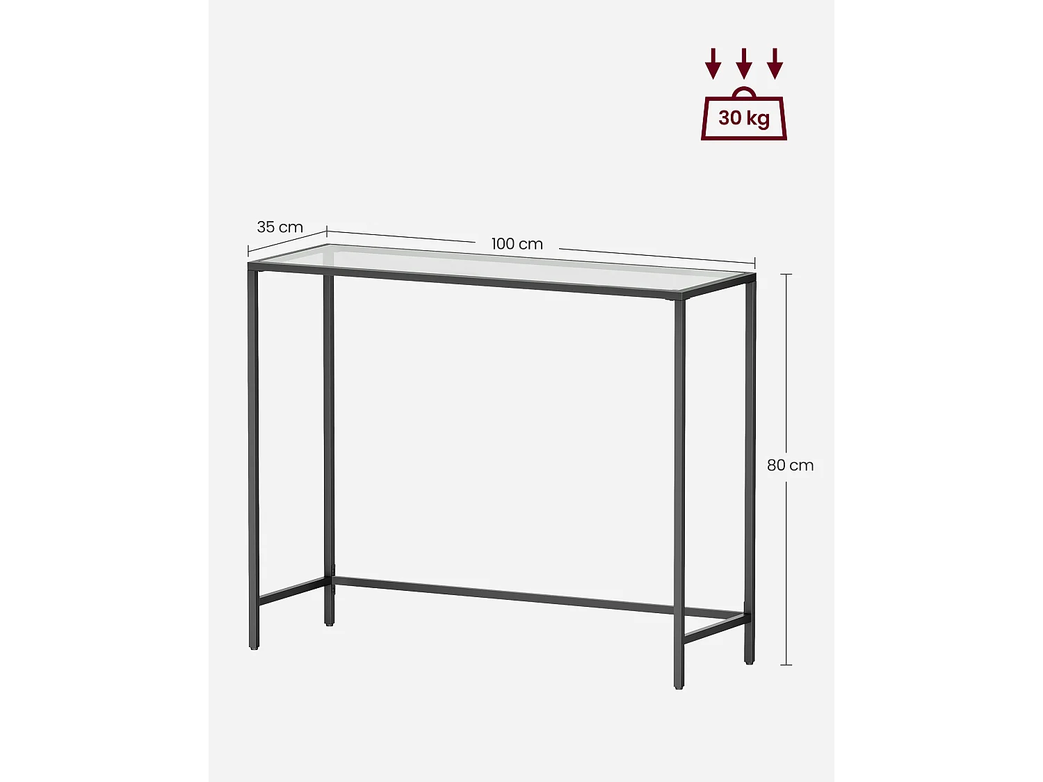 Table console 100x35x80 cm noire