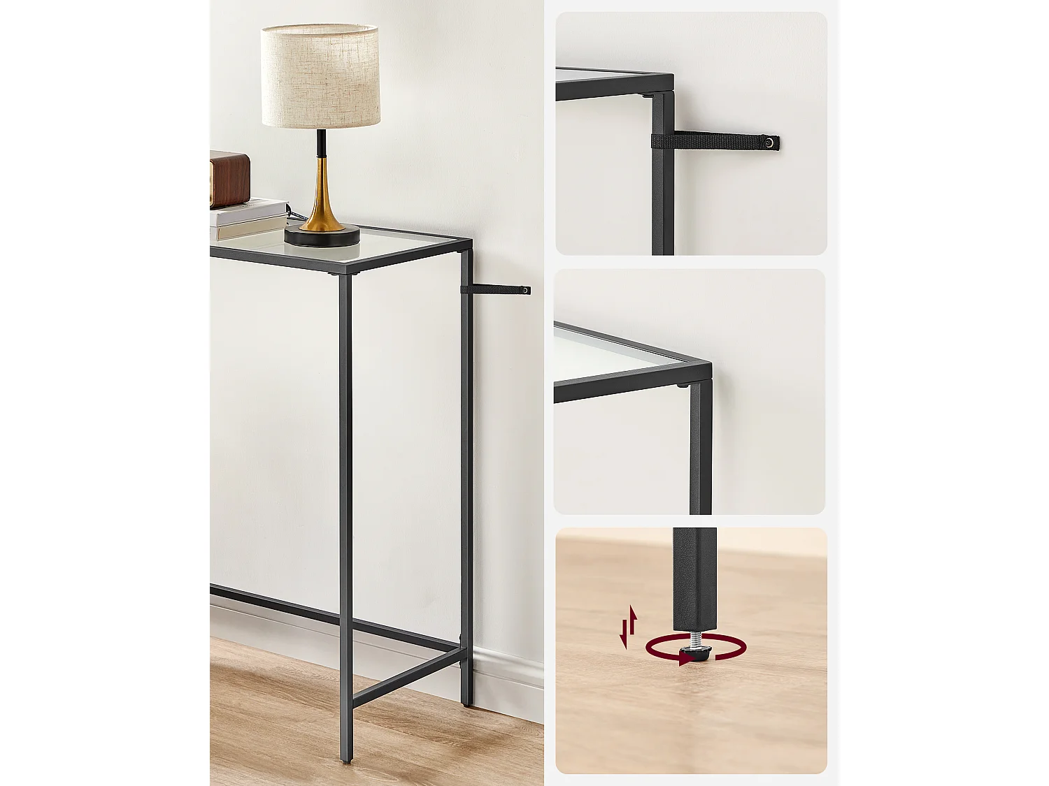 Table console 100x35x80 cm noire