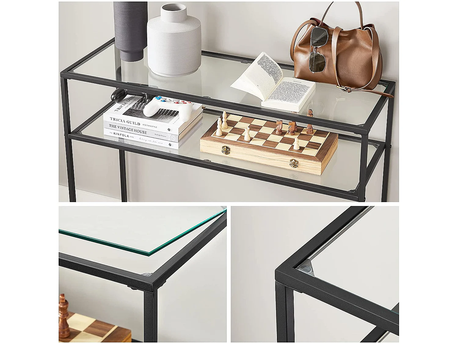 Consoletafel 100x80x35 cm Zwart