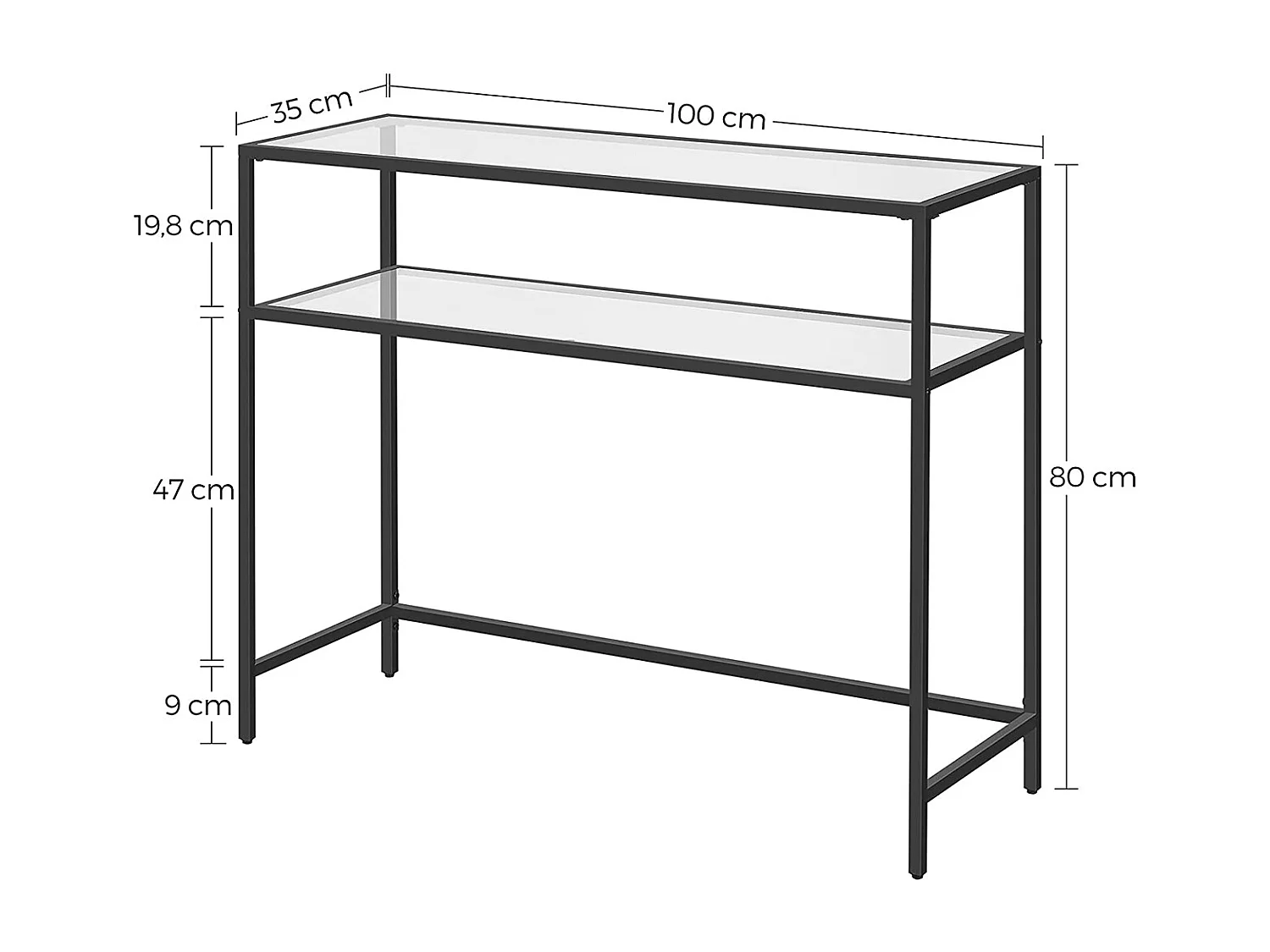 Consoletafel 100x80x35 cm Zwart