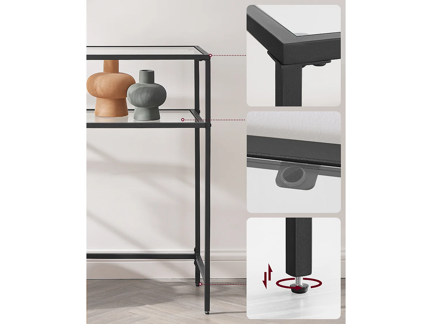 Consoletafel 100x80x35 cm Zwart