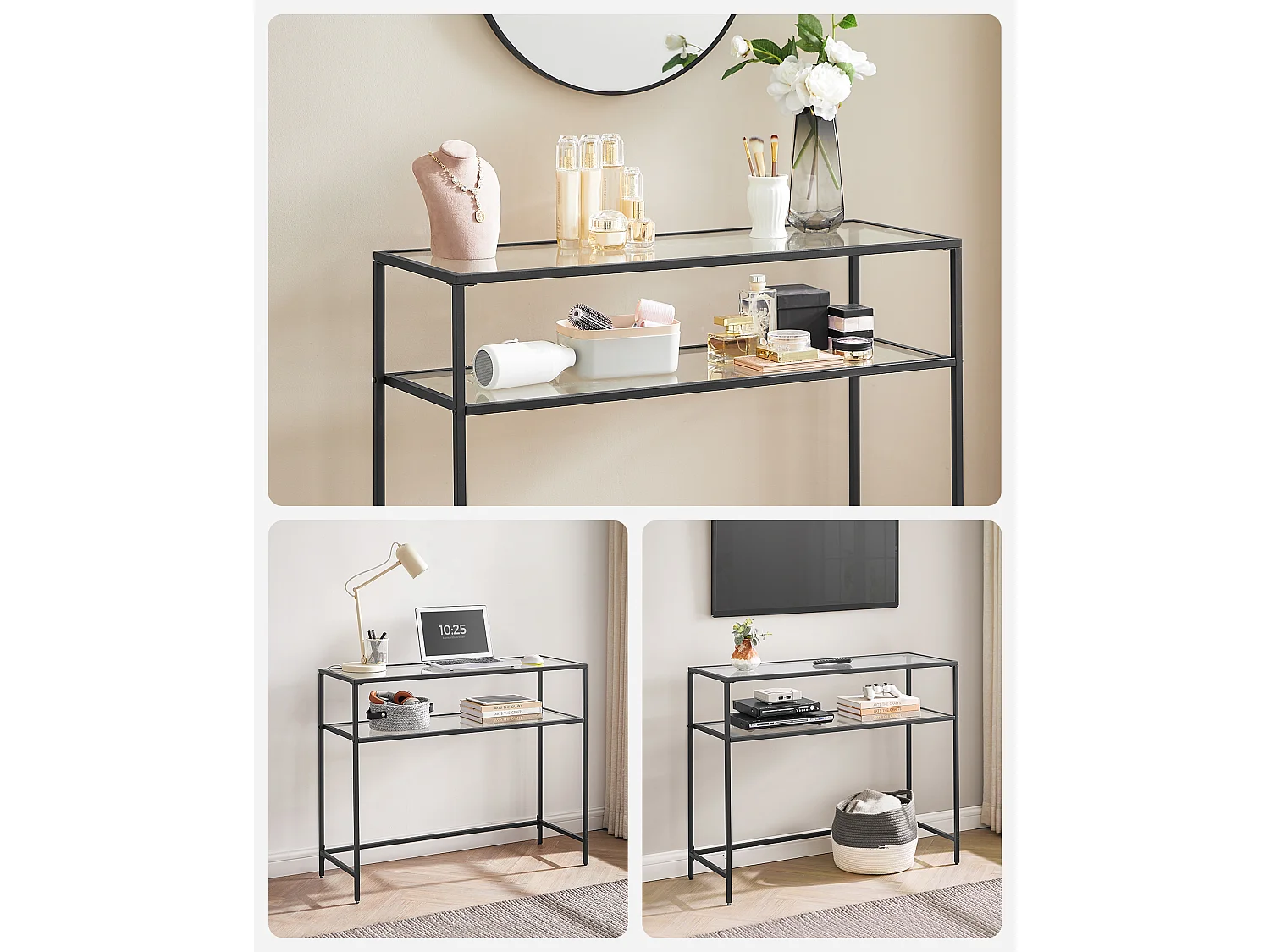 Consoletafel 100x80x35 cm Zwart