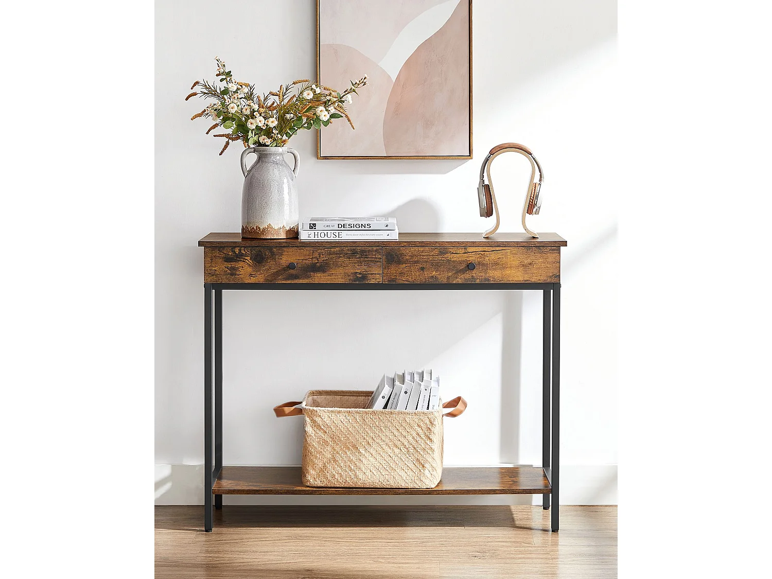 Konsole 100x30x80 cm Braun Schwarz