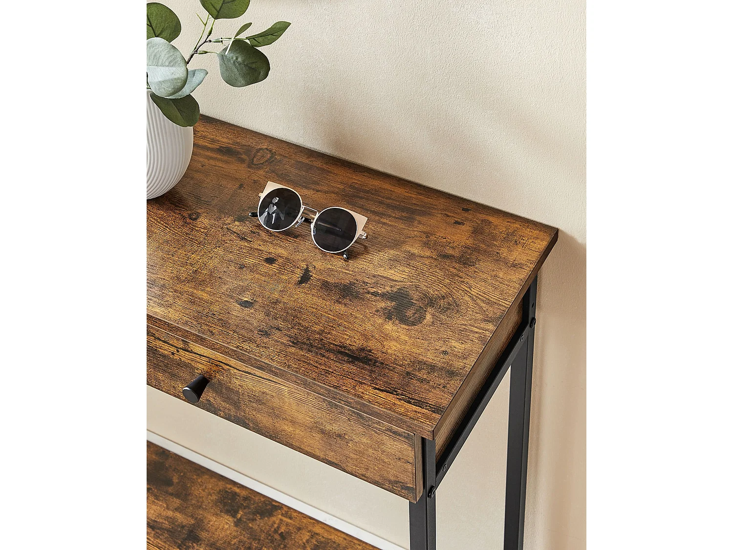 Konsole 100x30x80 cm Braun Schwarz