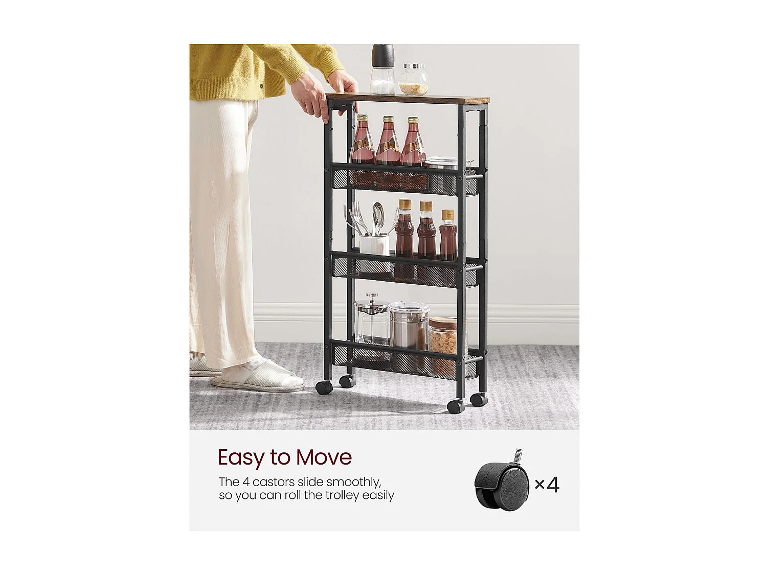 Rollwagen 45,4x13x77 cm schwarz