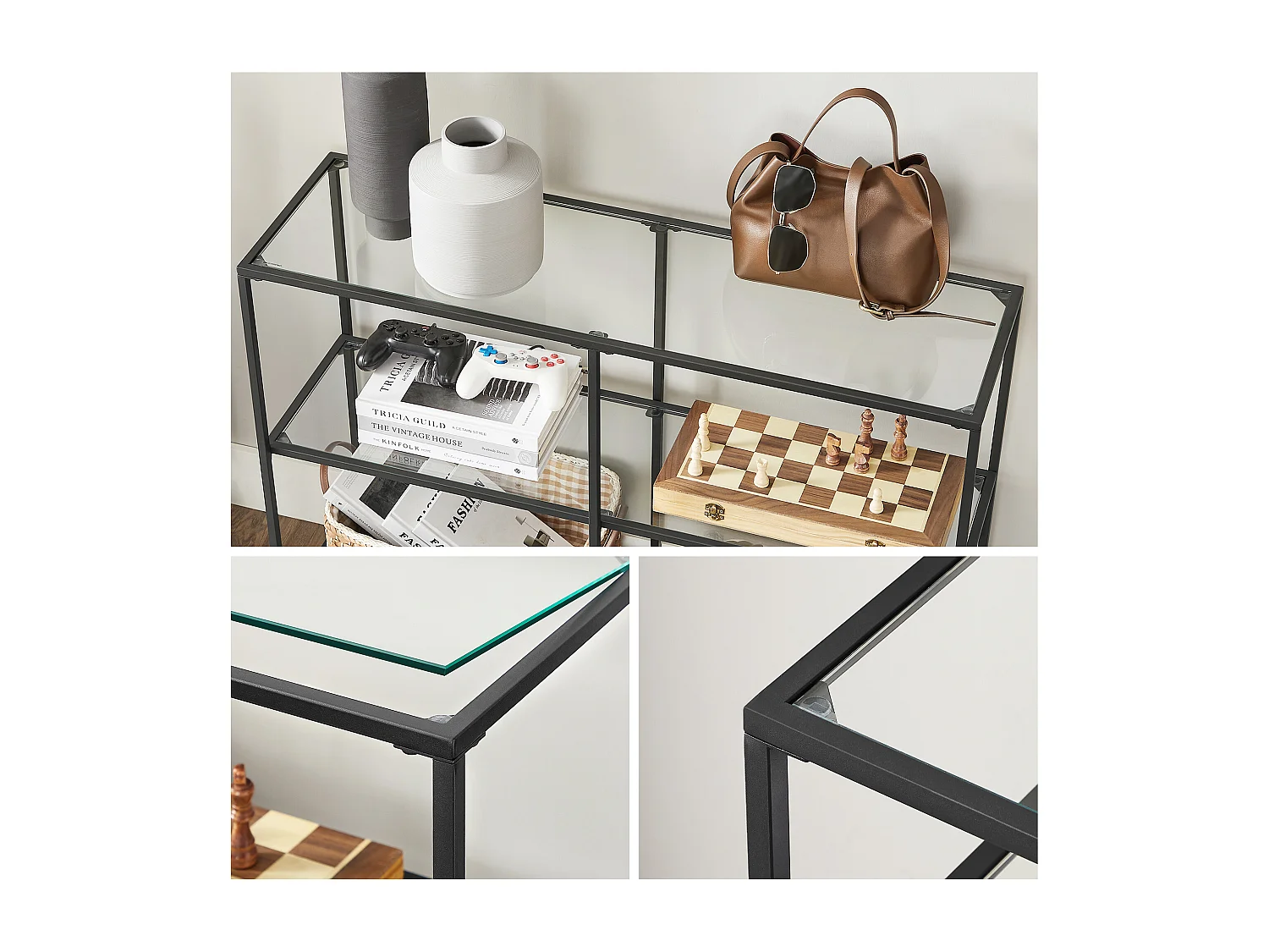 Consoletafel 30x100x73 cm zwart