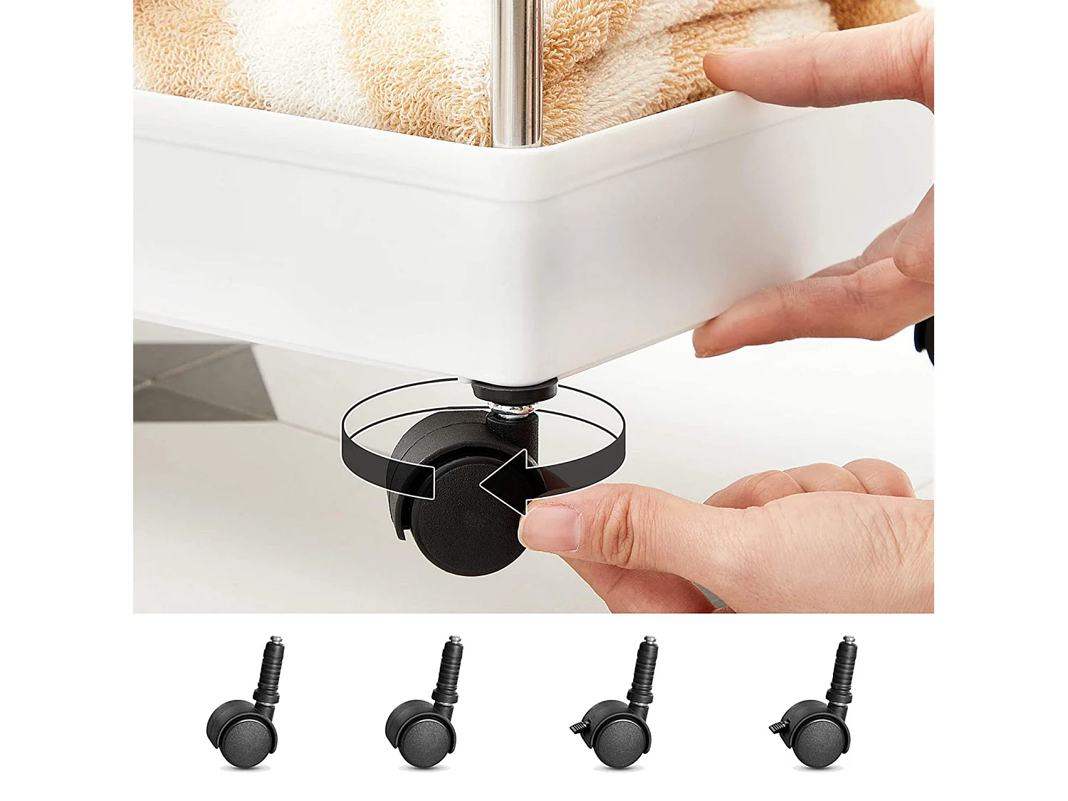 Aufbewahrungswagen 40x13x93 cm weiß schlank 4-stöckiger Küchenaufbewahrungswagen