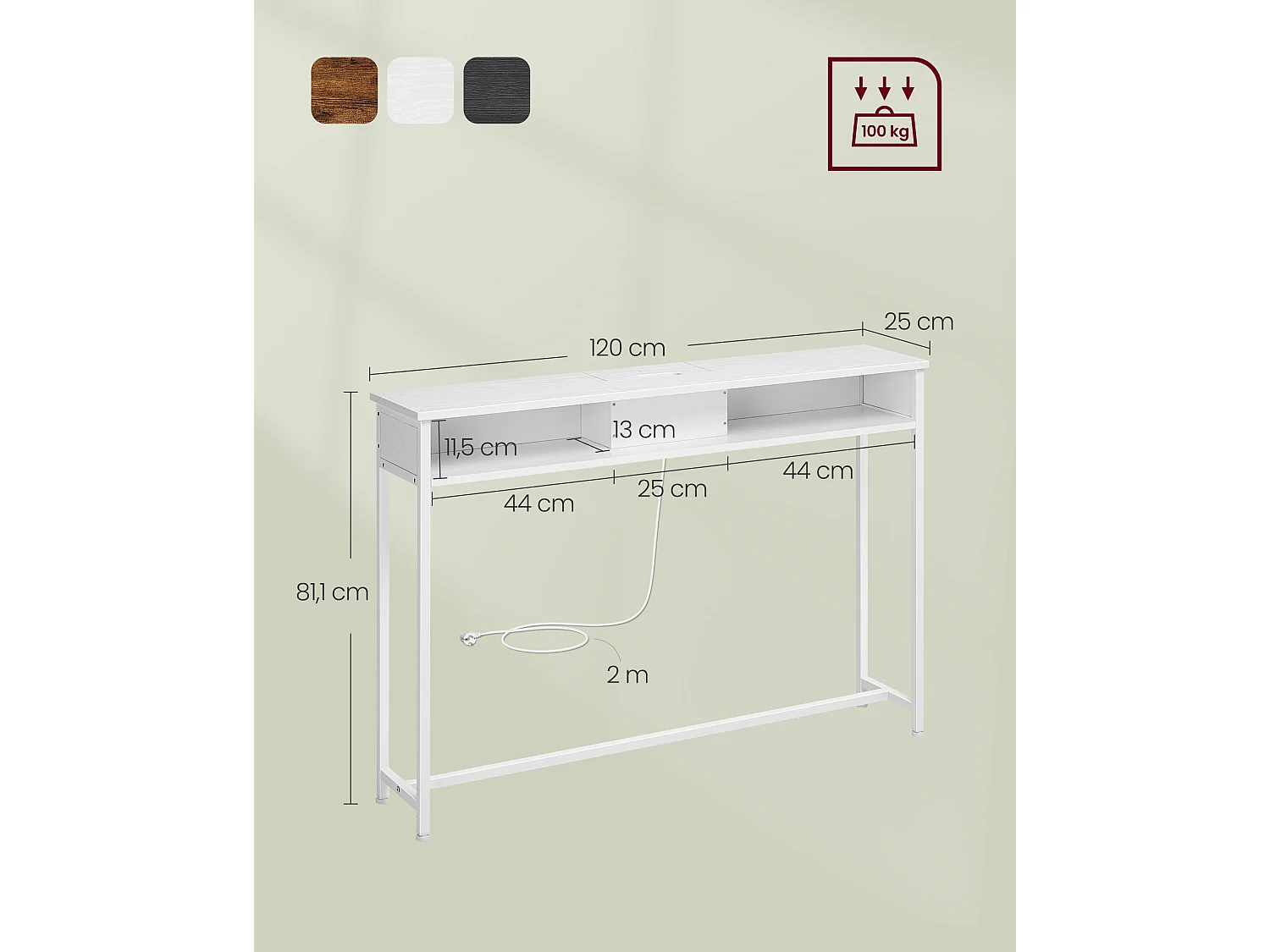 Konsolentisch 25x120x81 cm weiß