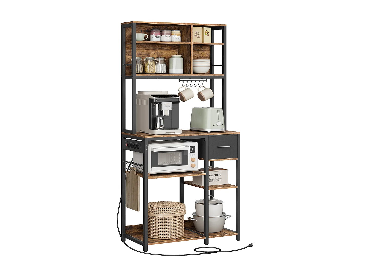 Półka kuchenna 40x80x180,2 cm brązowo-czarny regał piekarniczy