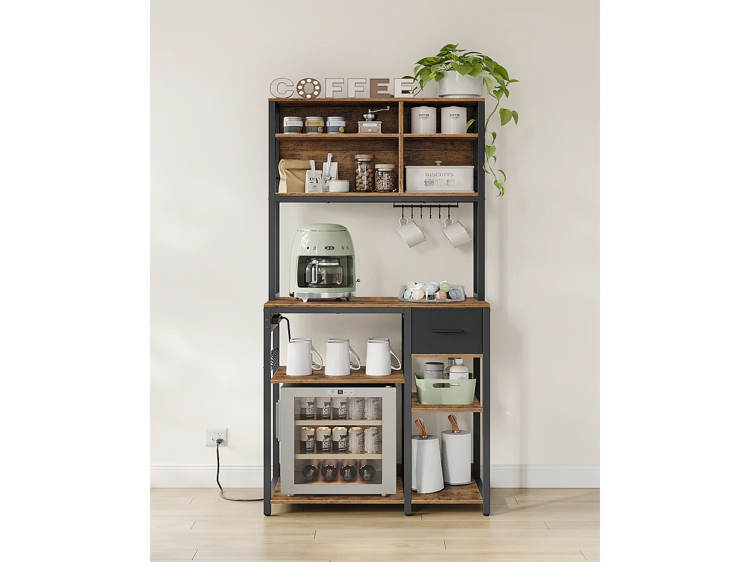 Półka kuchenna 40x80x180,2 cm brązowo-czarny regał piekarniczy