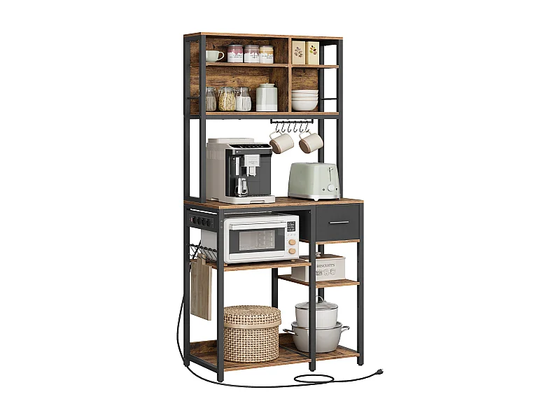 Półka kuchenna 40x80x180,2 cm brązowo-czarny regał piekarniczy