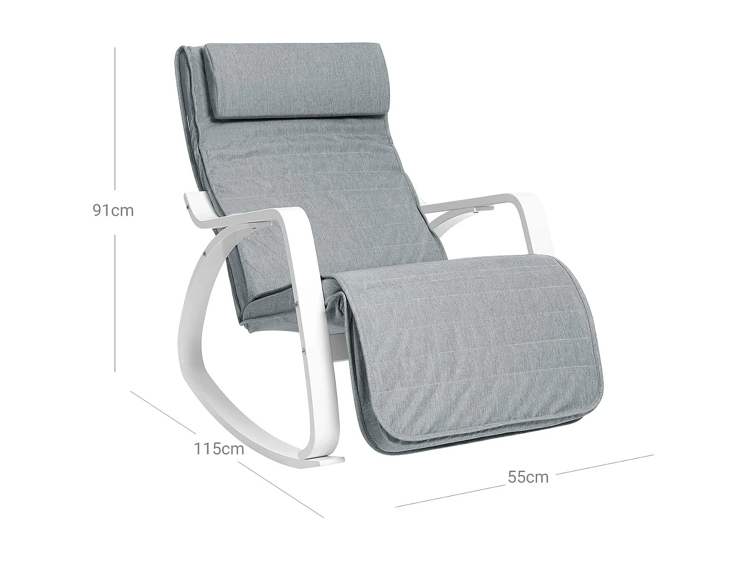 Fotel bujany 121,5x67x84 cm szary biały