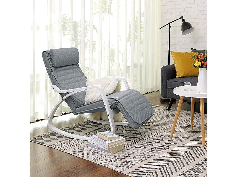 Fotel bujany 121,5x67x84 cm szary biały