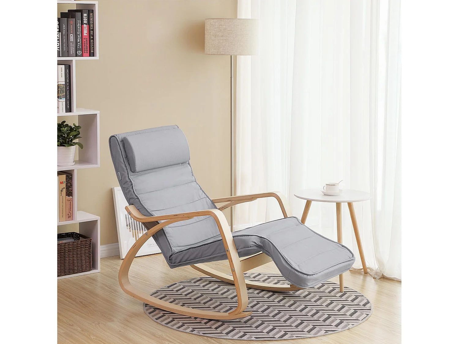 Fauteuil à bascule 65x125x90 cm Bois courbé gris