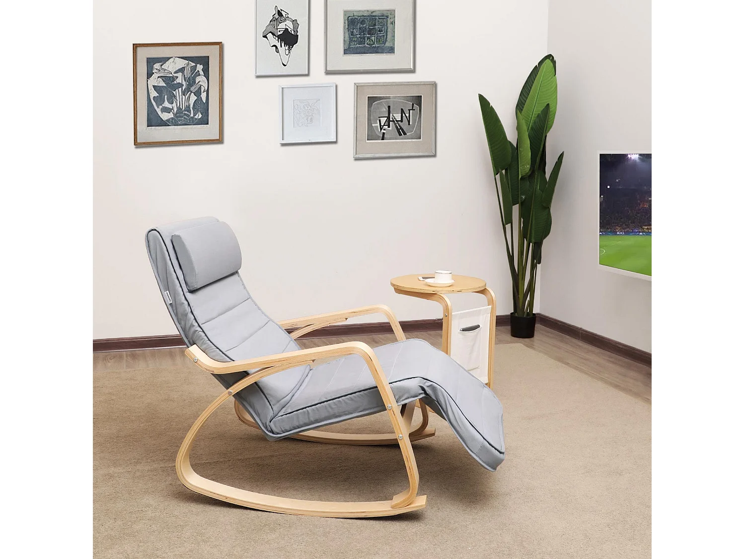 Fauteuil à bascule 65x125x90 cm Bois courbé gris