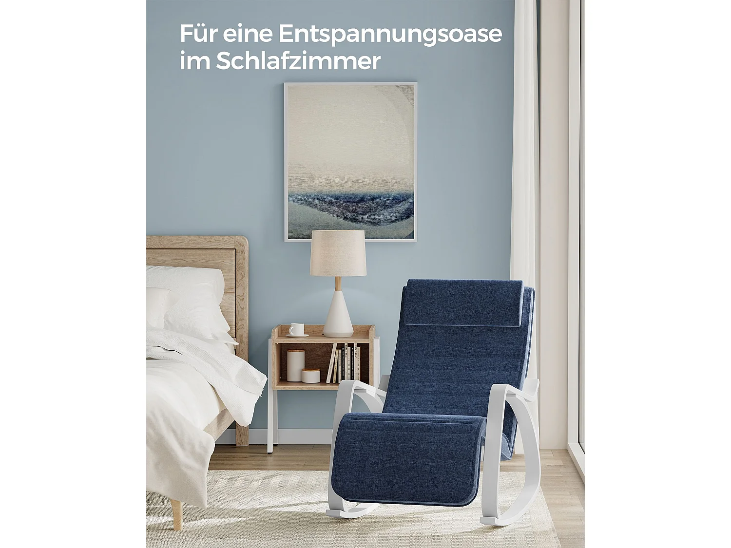 Schommelstoel 121,5x67x84 cm middernachtblauw gebogen houten stoel